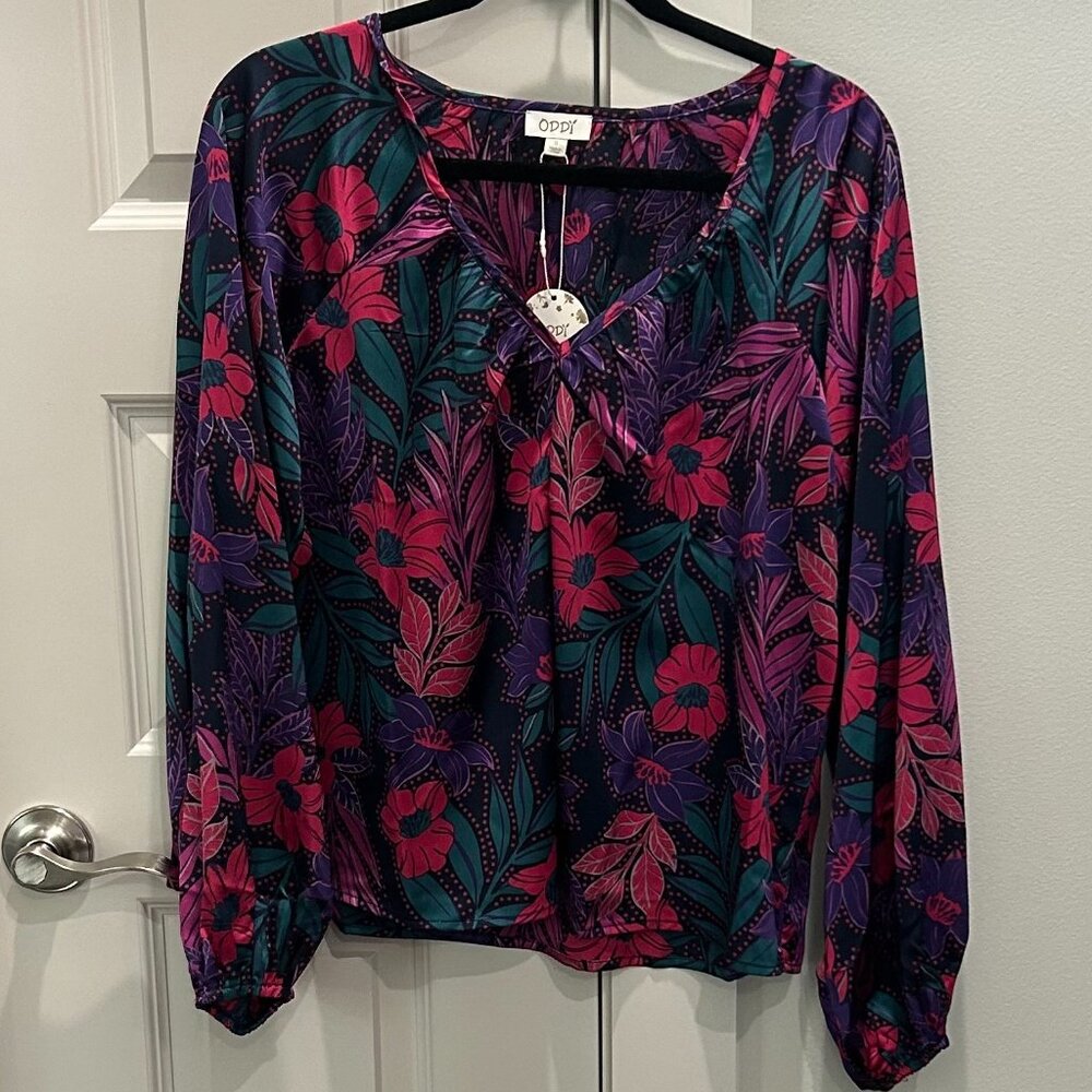 ODDI Floral V neck Blouse